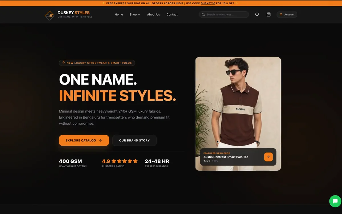 Duskey Styles Premium Streetwear Website Preview