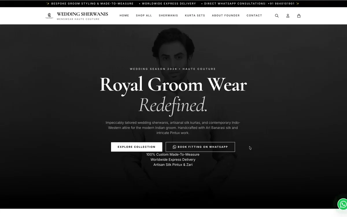 Wedding Sherwanis Haute Couture Groom Wear Website Preview
